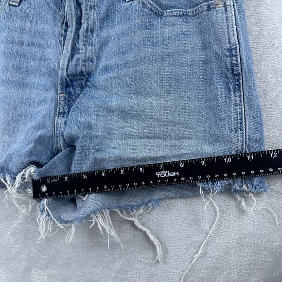 Gap Denim Cheeky Shorts High Rise Womens Size 14/32 Button Fly Raw Hem Blue - Picture 8 of 9